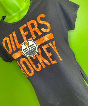 NHL Edmonton Oilers Cotton Deep Blue T-Shirt Girls' Youth Medium 10-12