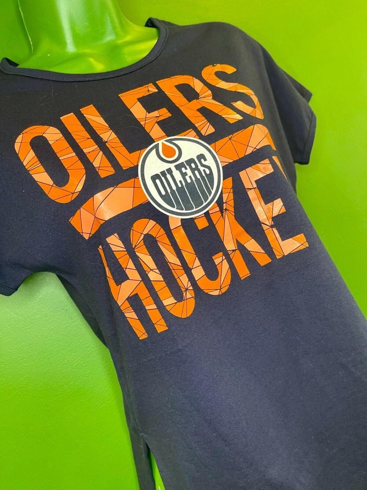 NHL Edmonton Oilers Cotton Deep Blue T-Shirt Girls' Youth Medium 10-12