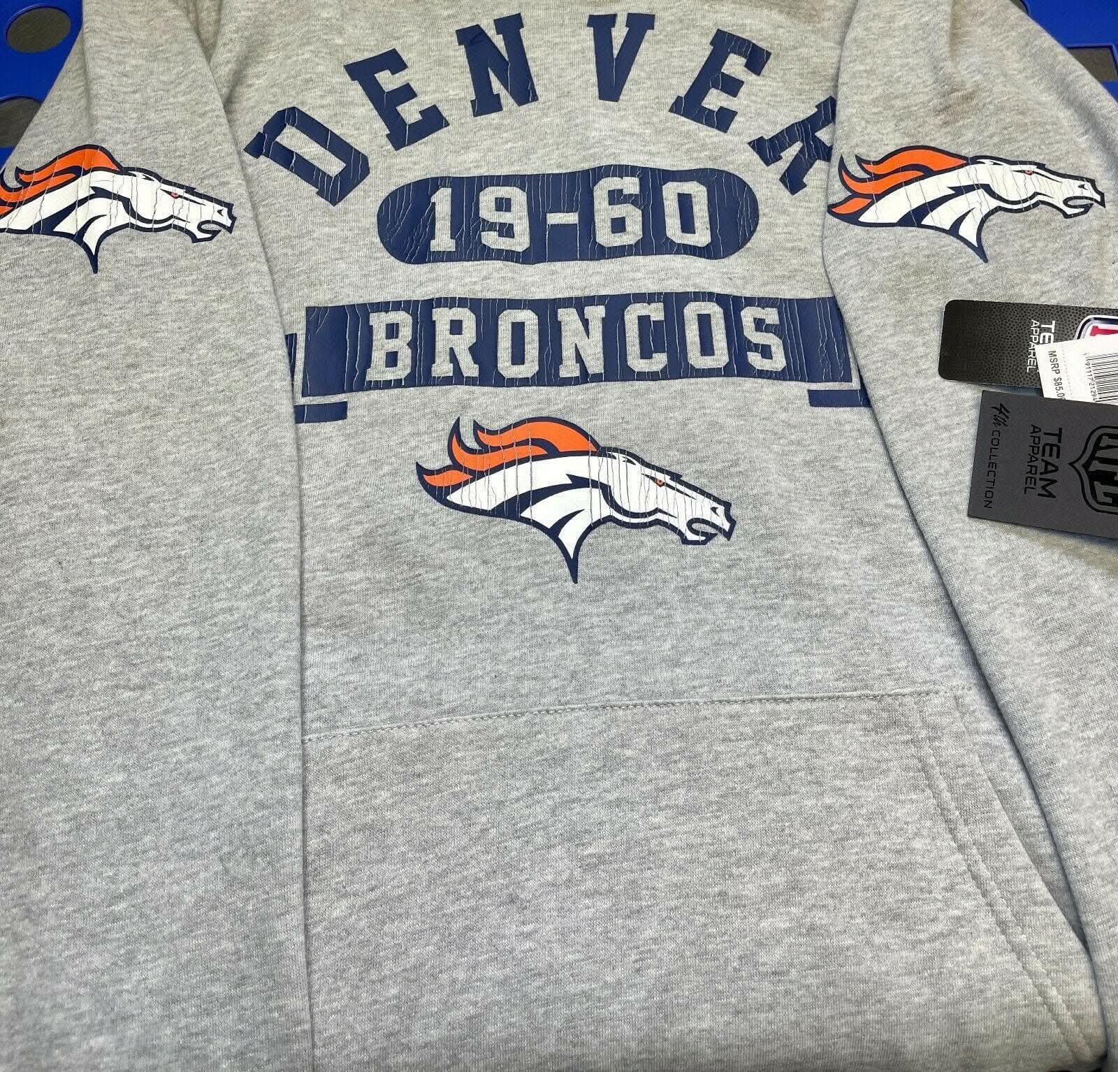 NFL Denver Broncos Heathered Grey Weathered Hoodie Men's X-Large NWT
