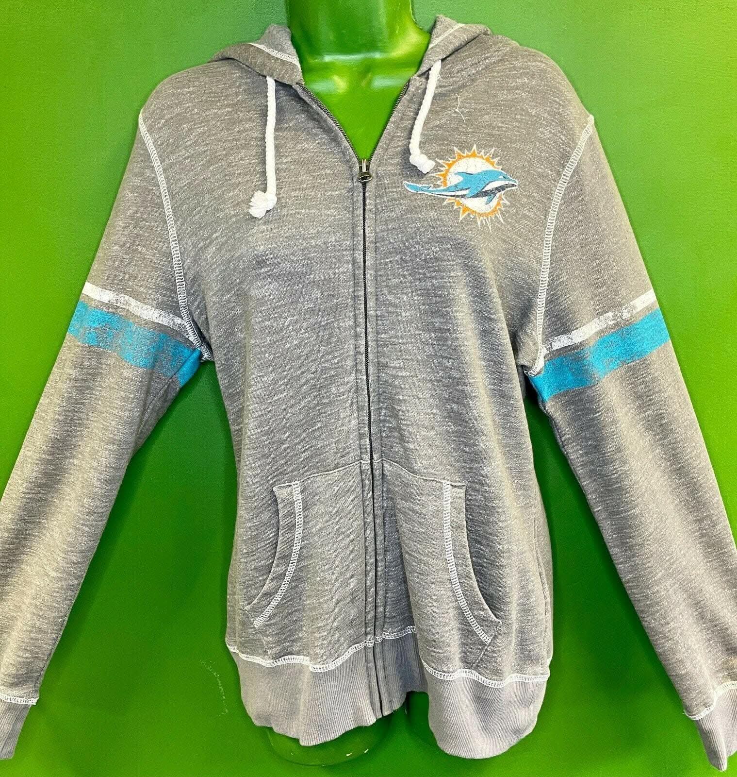 NFL Miami Dolphins Majestic Full Zip Hoodie Grey Women's Medium