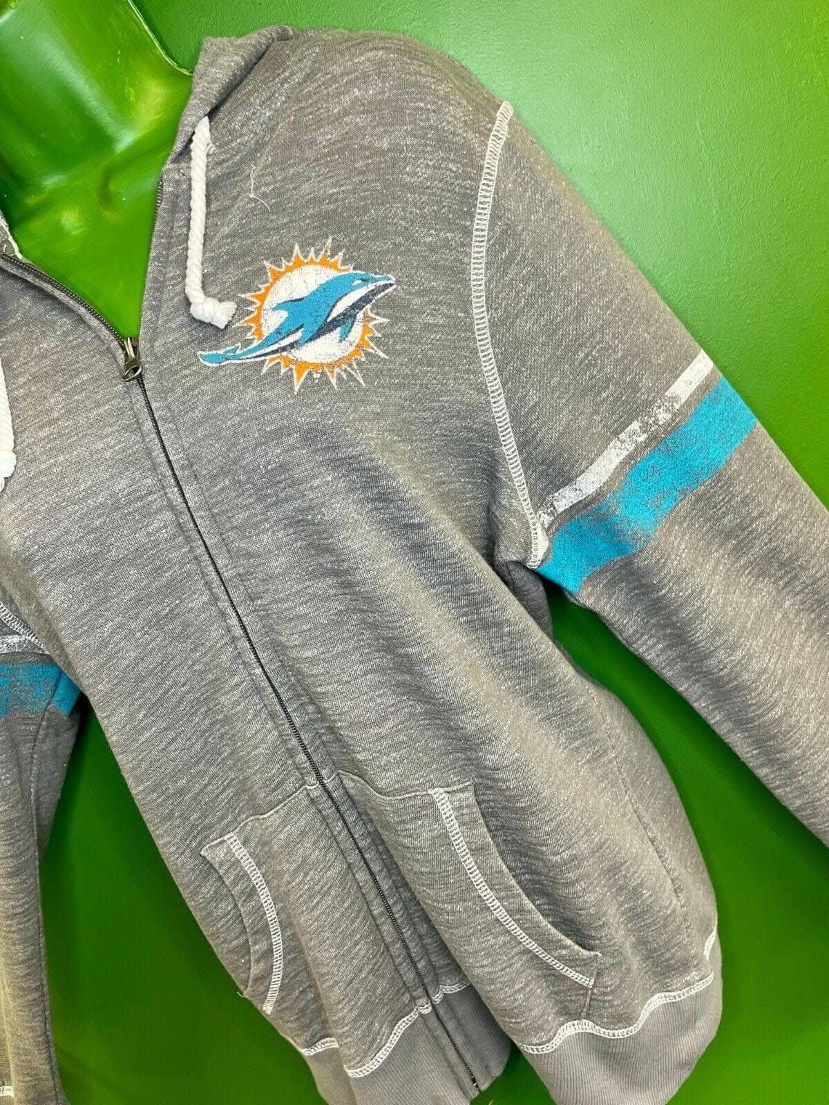 NFL Miami Dolphins Majestic Full Zip Hoodie Grey Women's Medium
