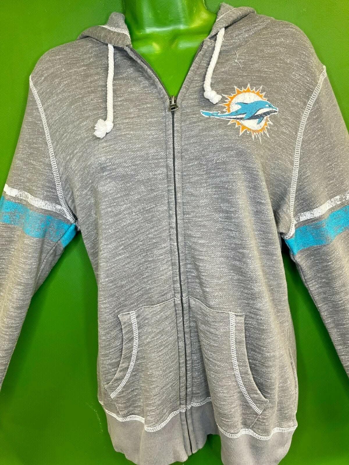 NFL Miami Dolphins Majestic Full Zip Hoodie Grey Women's Medium