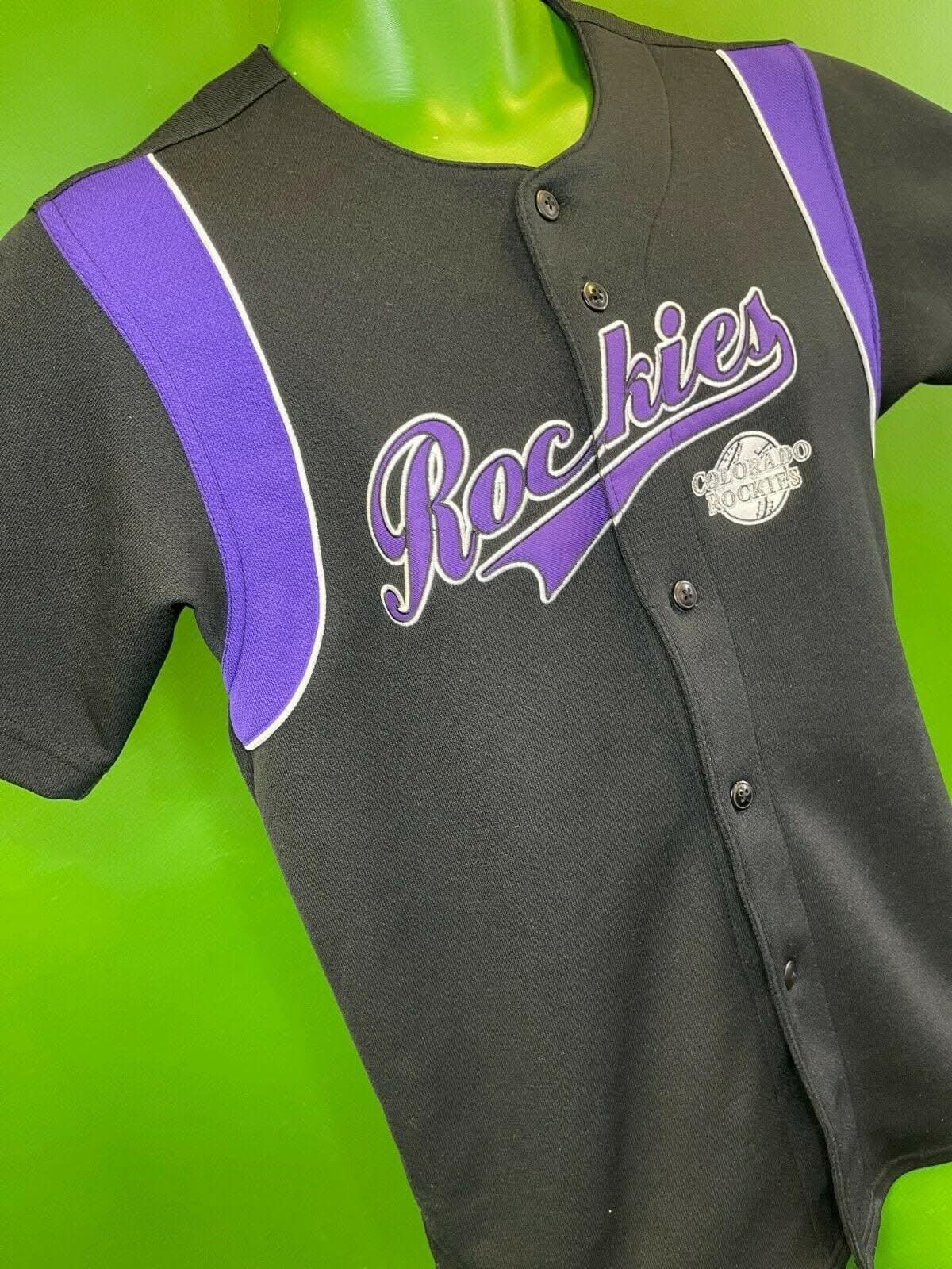 MLB Colorado Rockies True Fan Stitched Black Jersey Youth Large 10-12