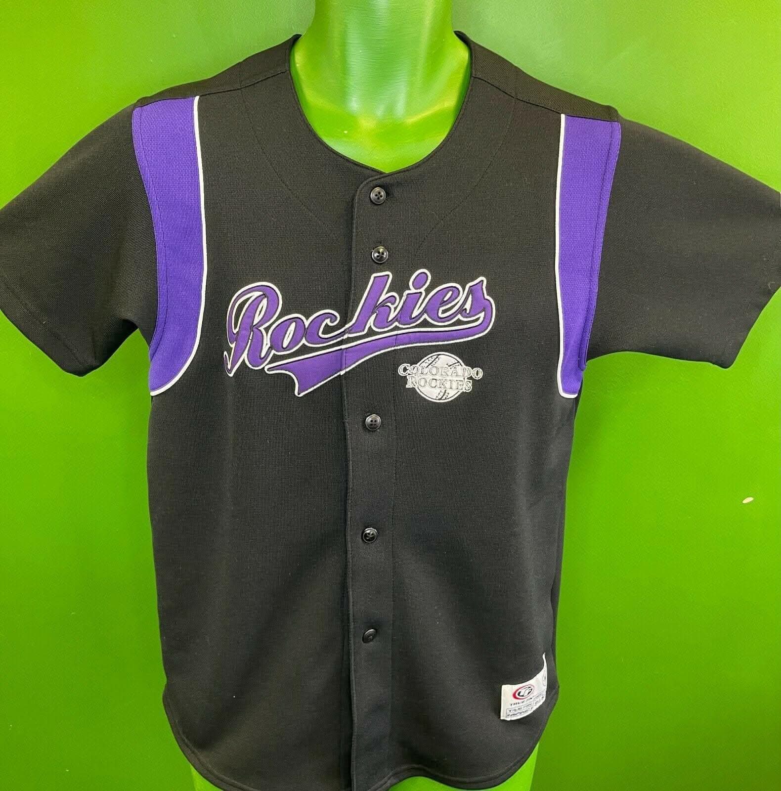 MLB Colorado Rockies True Fan Stitched Black Jersey Youth Large 10-12
