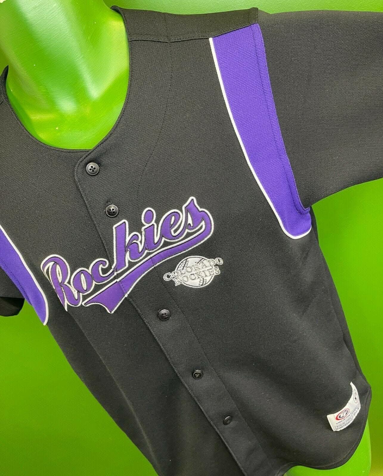 MLB Colorado Rockies True Fan Stitched Black Jersey Youth Large 10-12