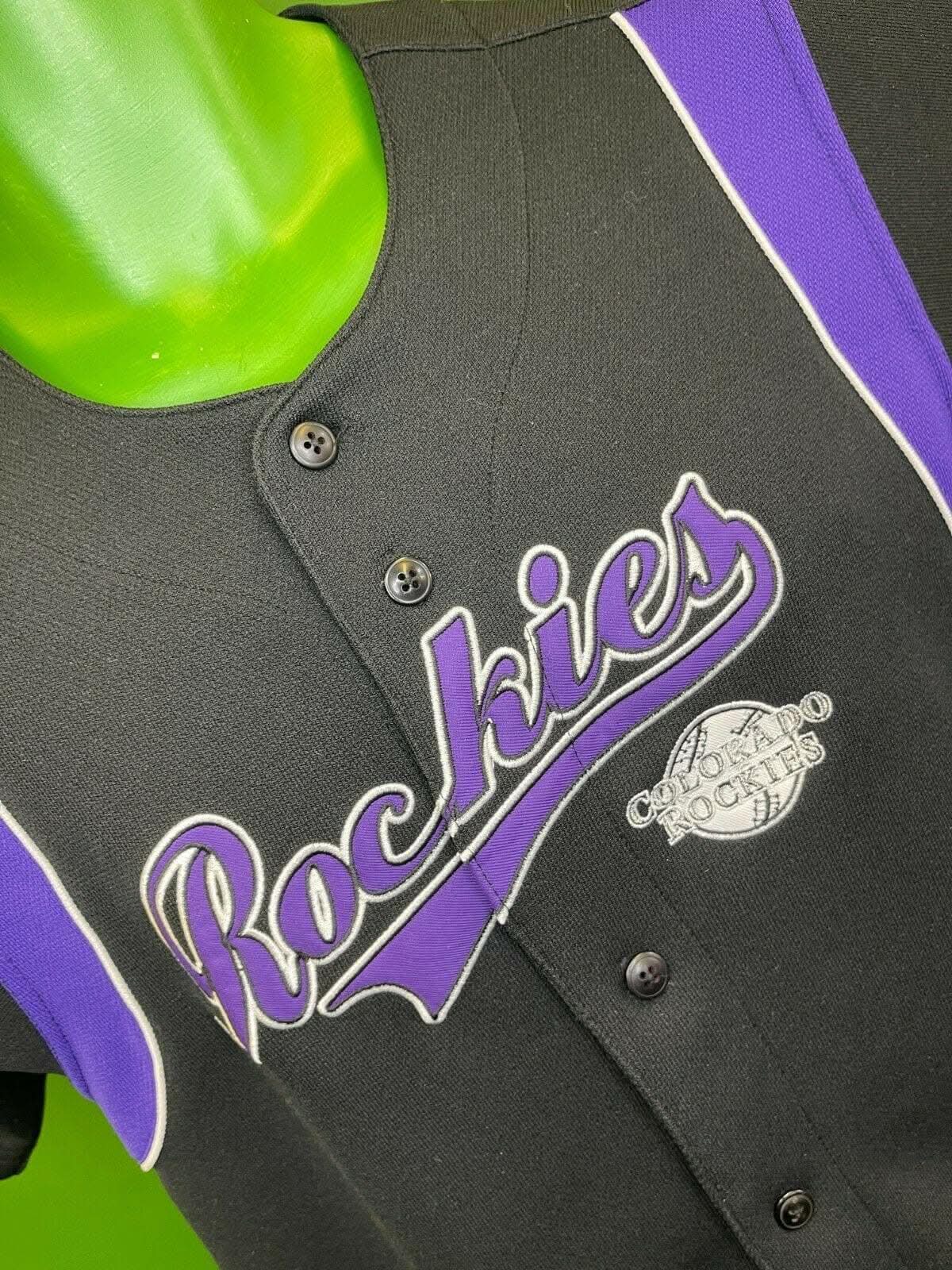 MLB Colorado Rockies True Fan Stitched Black Jersey Youth Large 10-12