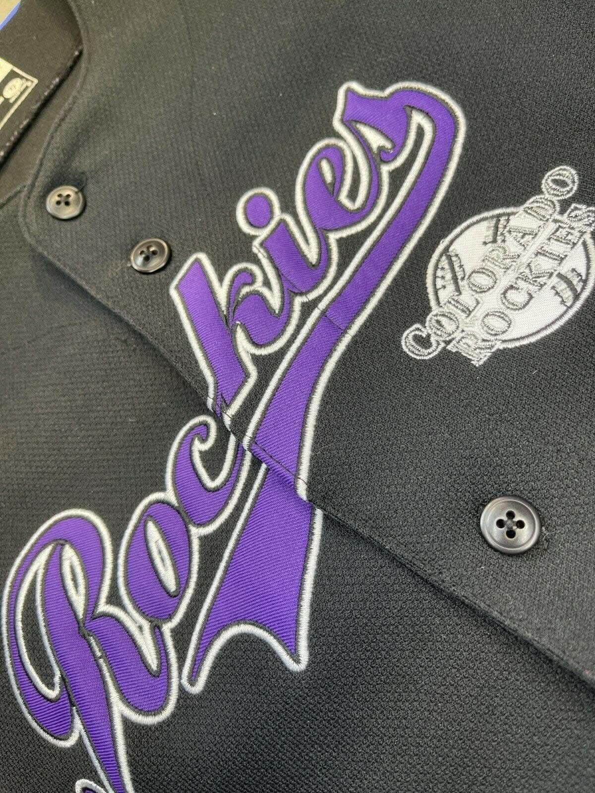 MLB Colorado Rockies True Fan Stitched Black Jersey Youth Large 10-12