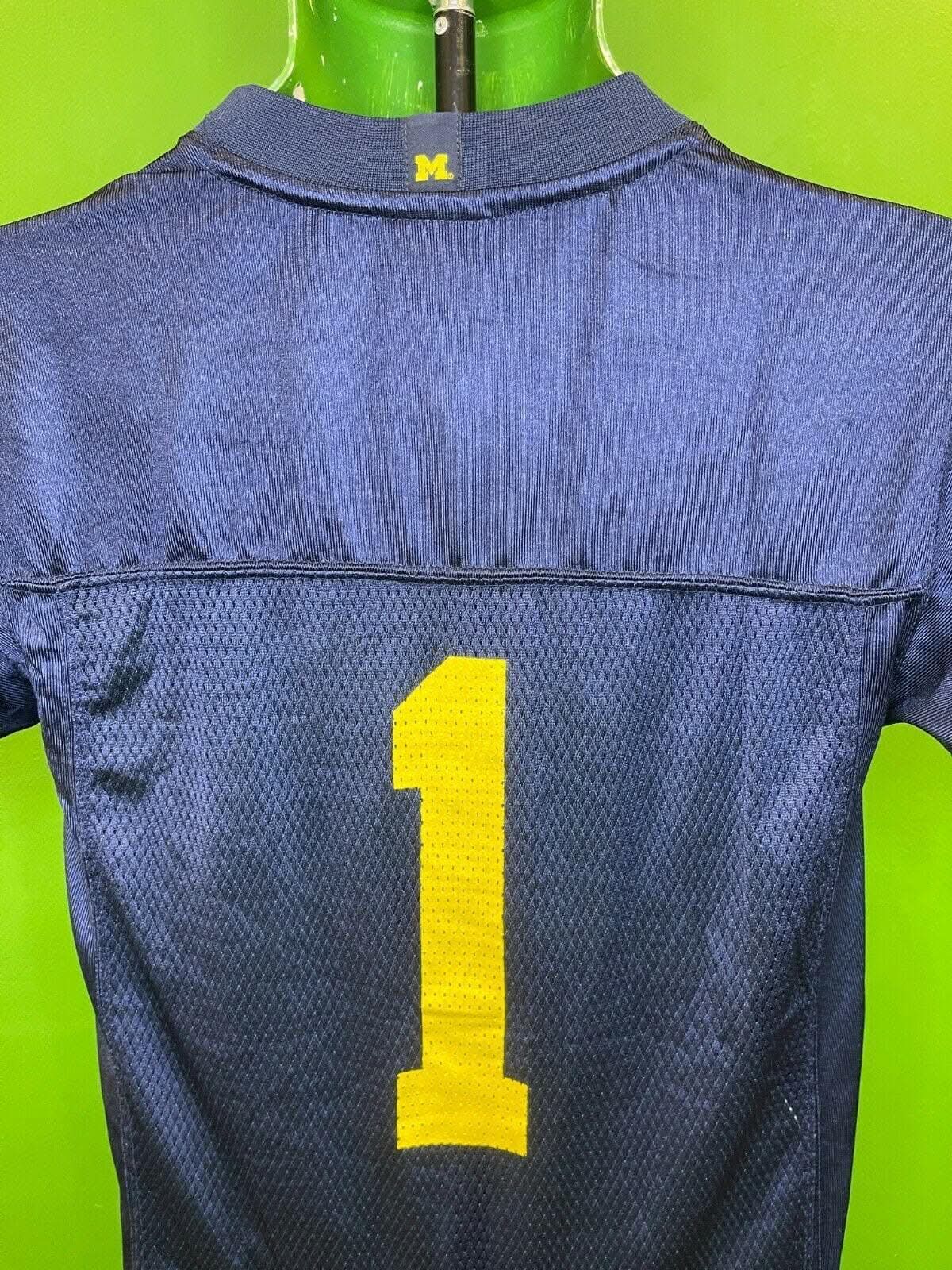 NCAA Michigan Wolverines #1 Adidas Jersey Youth Medium 10-12