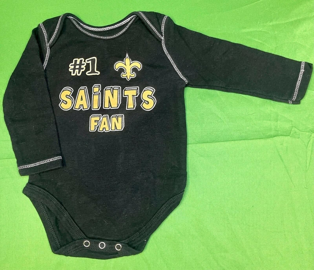 NFL New Orleans Saints Black L/S Bodysuit/Vest 6-9 months