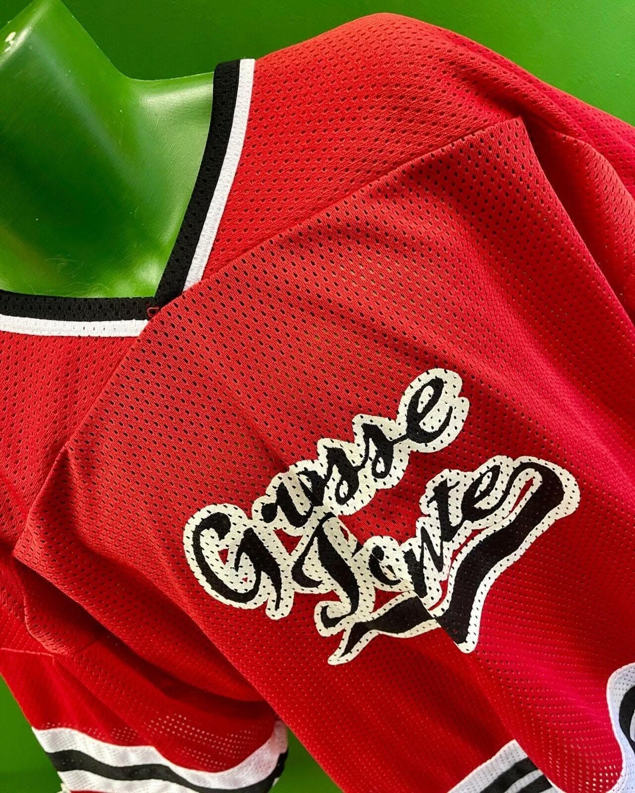 Grosse Pointe #89 Red & Black Ice Hockey Jersey Men's 2X-Large
