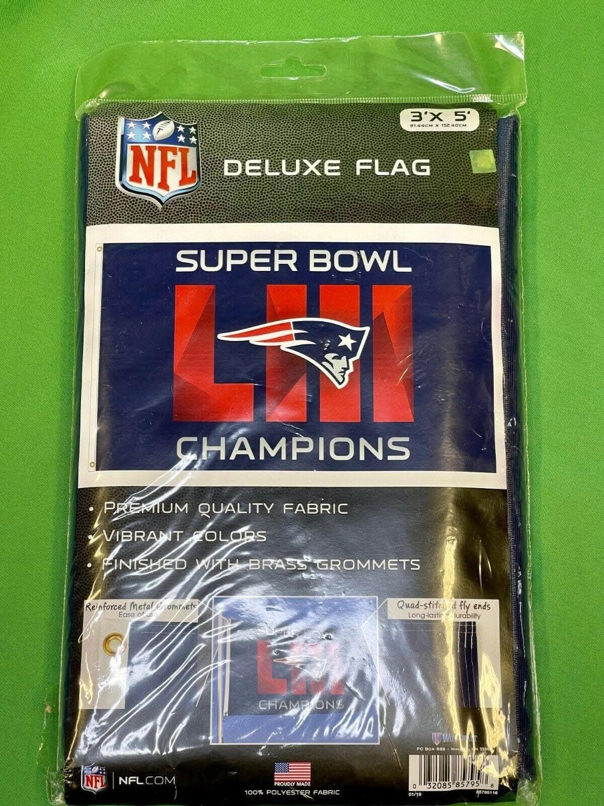 NFL New England Patriots Super Bowl LIII 3' x 5' Deluxe Flag NWT