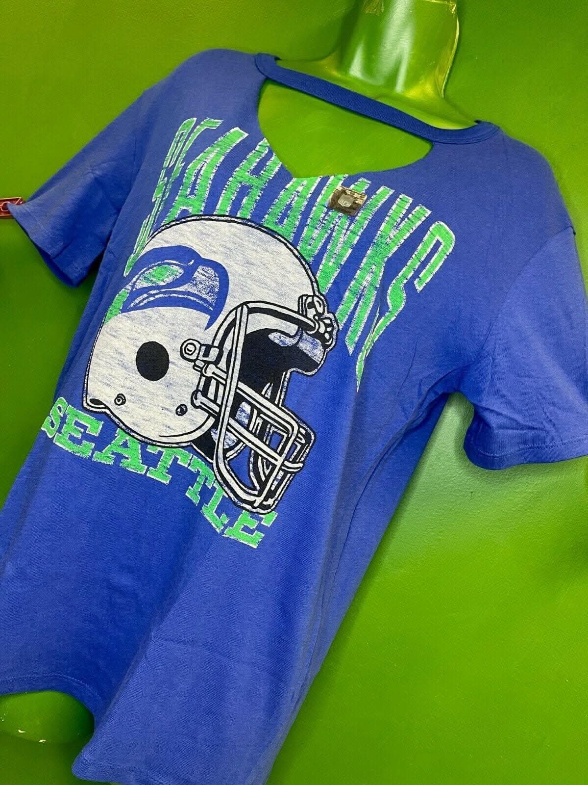 NFL Seattle Seahawks Junk Food Cut-Out V-Neck T-Shirt Women's Medium NWT