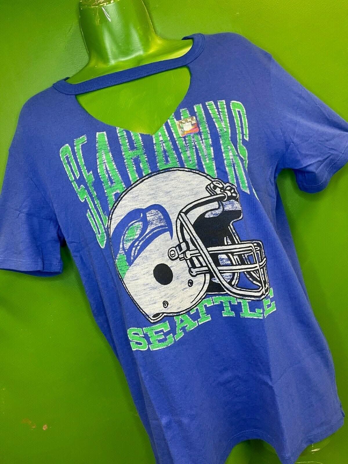 NFL Seattle Seahawks Junk Food Cut-Out V-Neck T-Shirt Women's Medium NWT