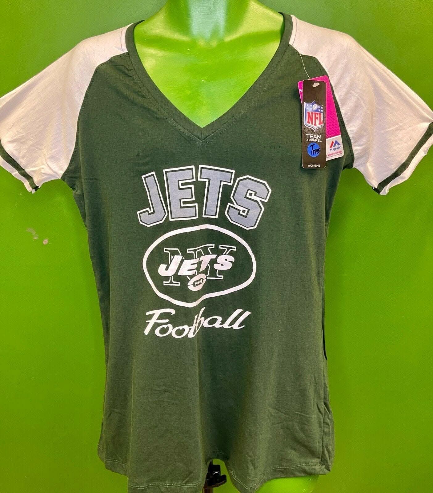 NFL New York Jets Majestic Women's V-Neck T-Shirt Large NWT BARGAIN