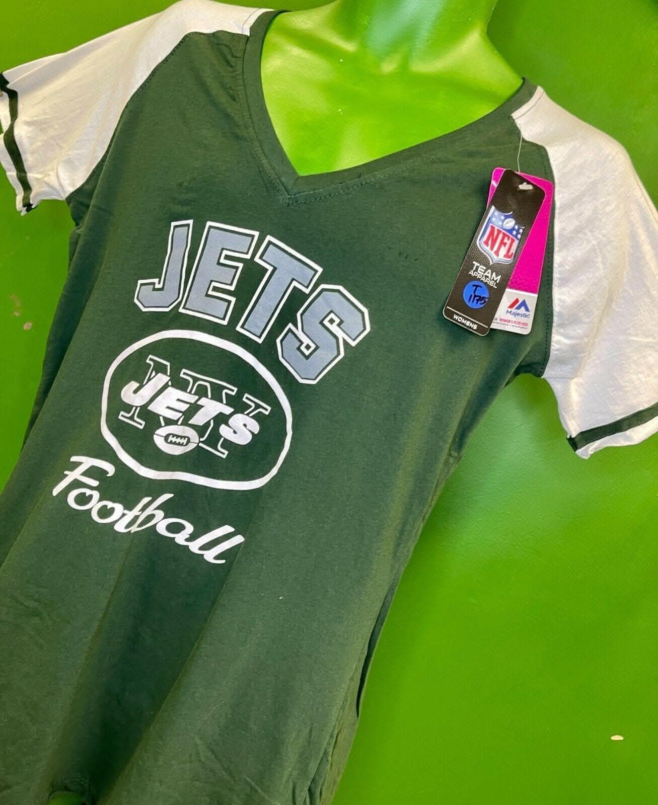 NFL New York Jets Majestic Women's V-Neck T-Shirt Large NWT BARGAIN