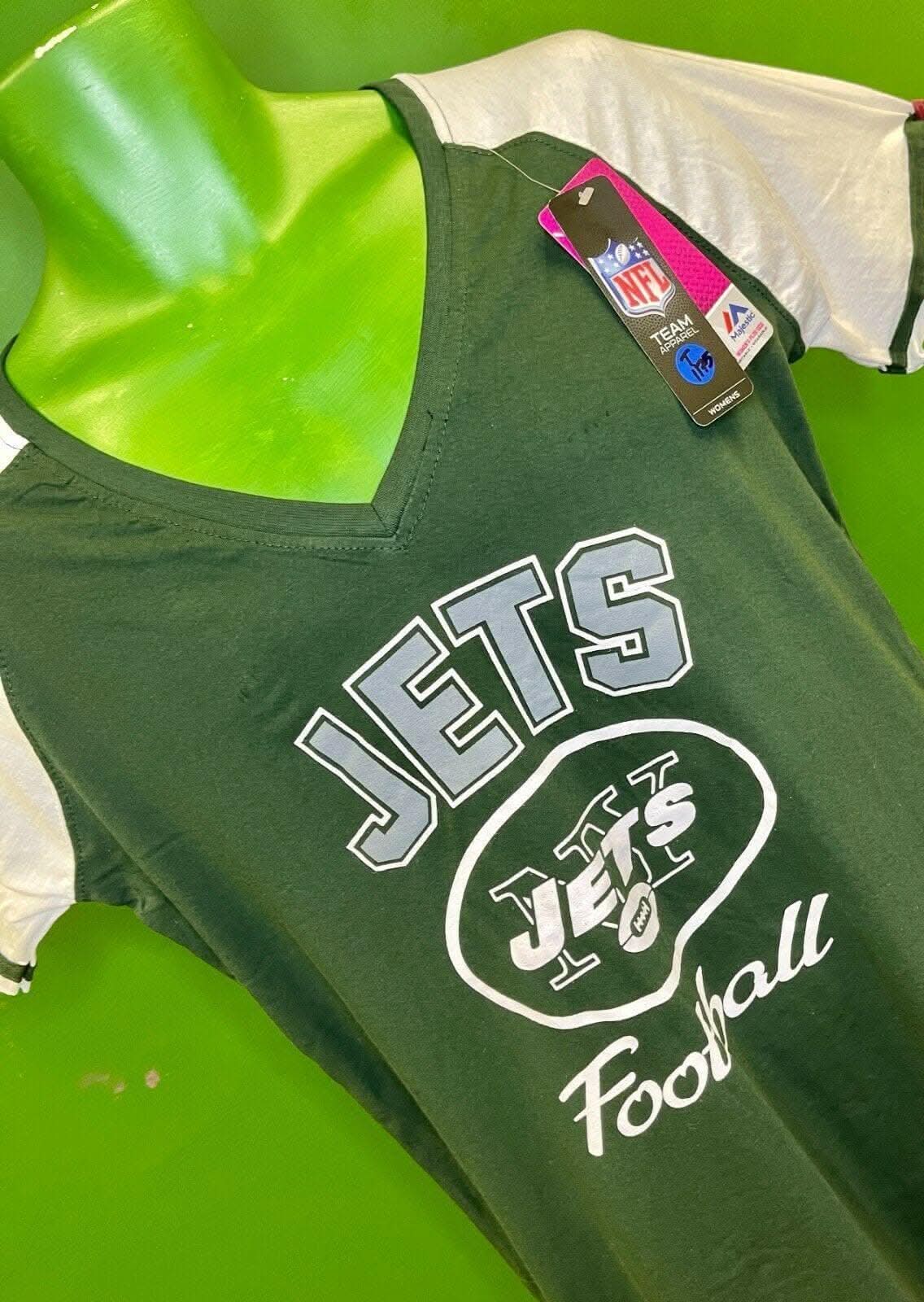 NFL New York Jets Majestic Women's V-Neck T-Shirt Large NWT BARGAIN