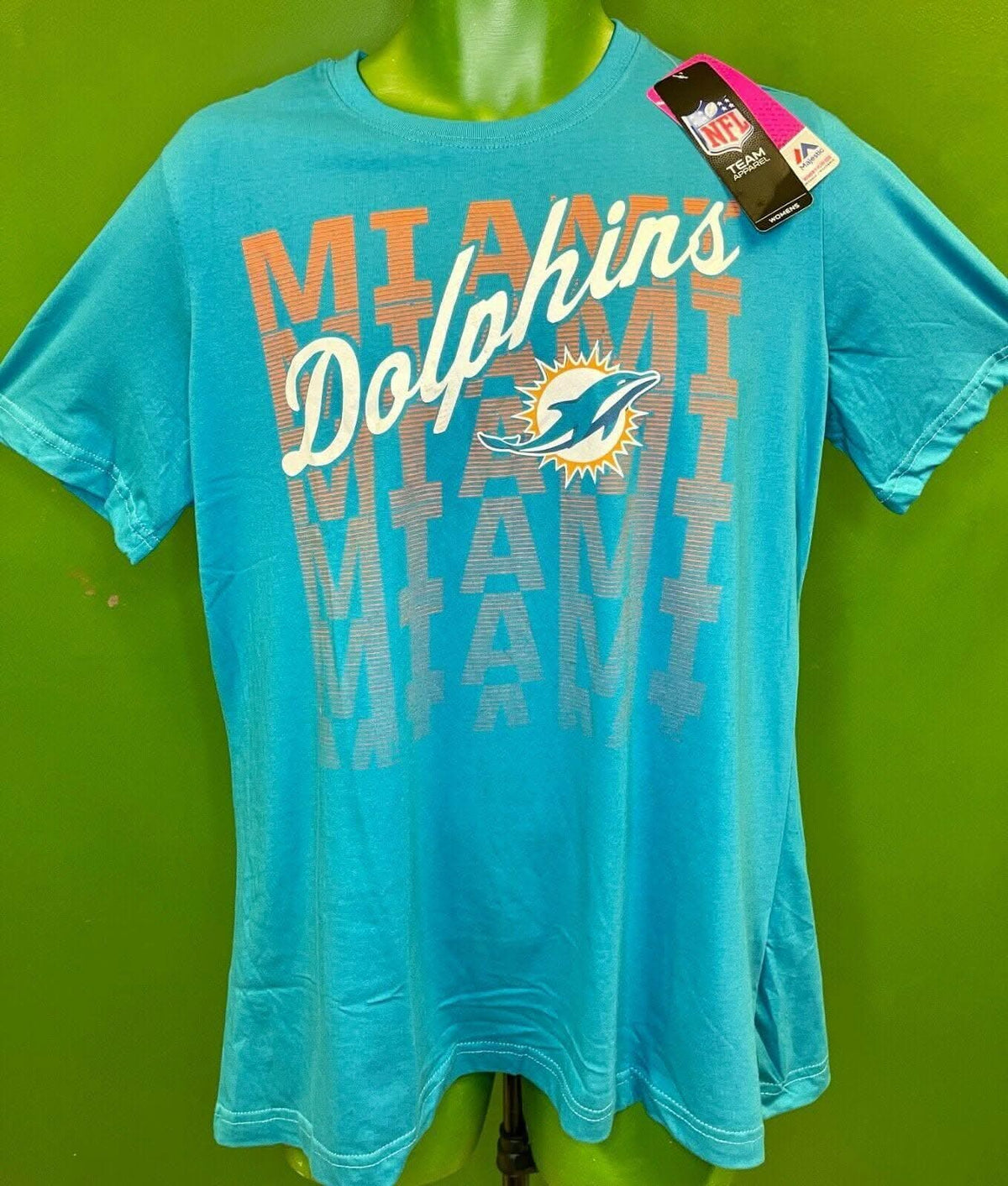 NFL Miami Dolphins Majestic Women's Plus Size T-Shirt Medium NWT