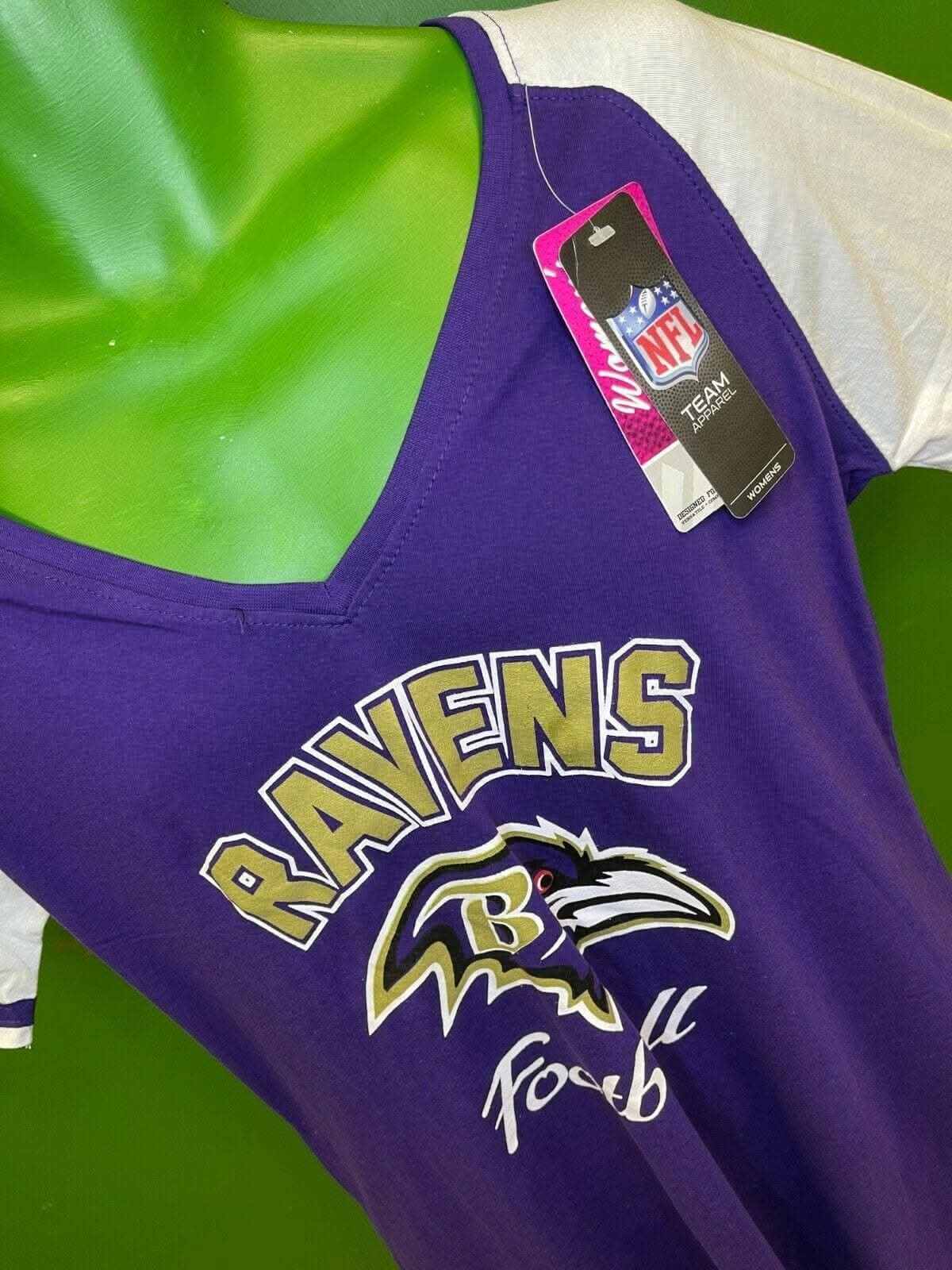NFL Baltimore Ravens Majestic Women's Plus Size V-Neck T-Shirt L/XL NWT BARGAIN