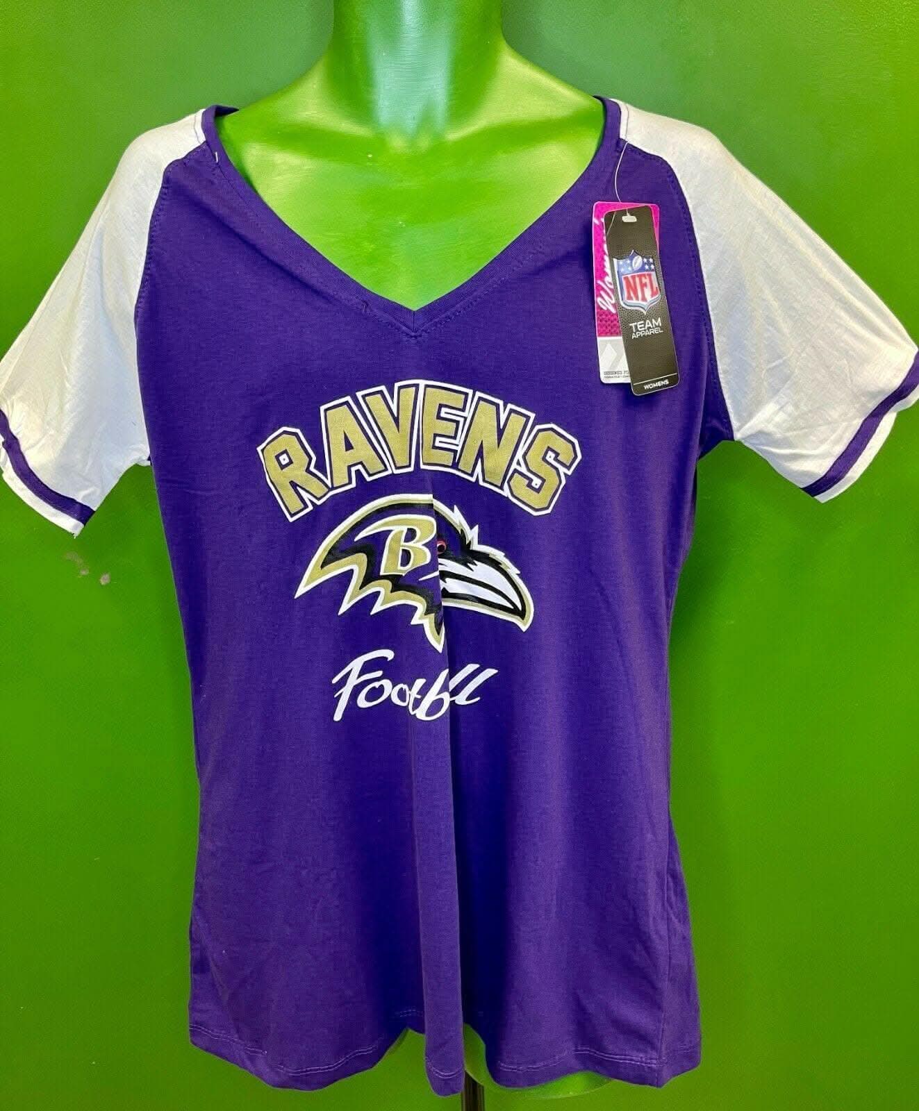 NFL Baltimore Ravens Majestic Women's Plus Size V-Neck T-Shirt L/XL NWT BARGAIN
