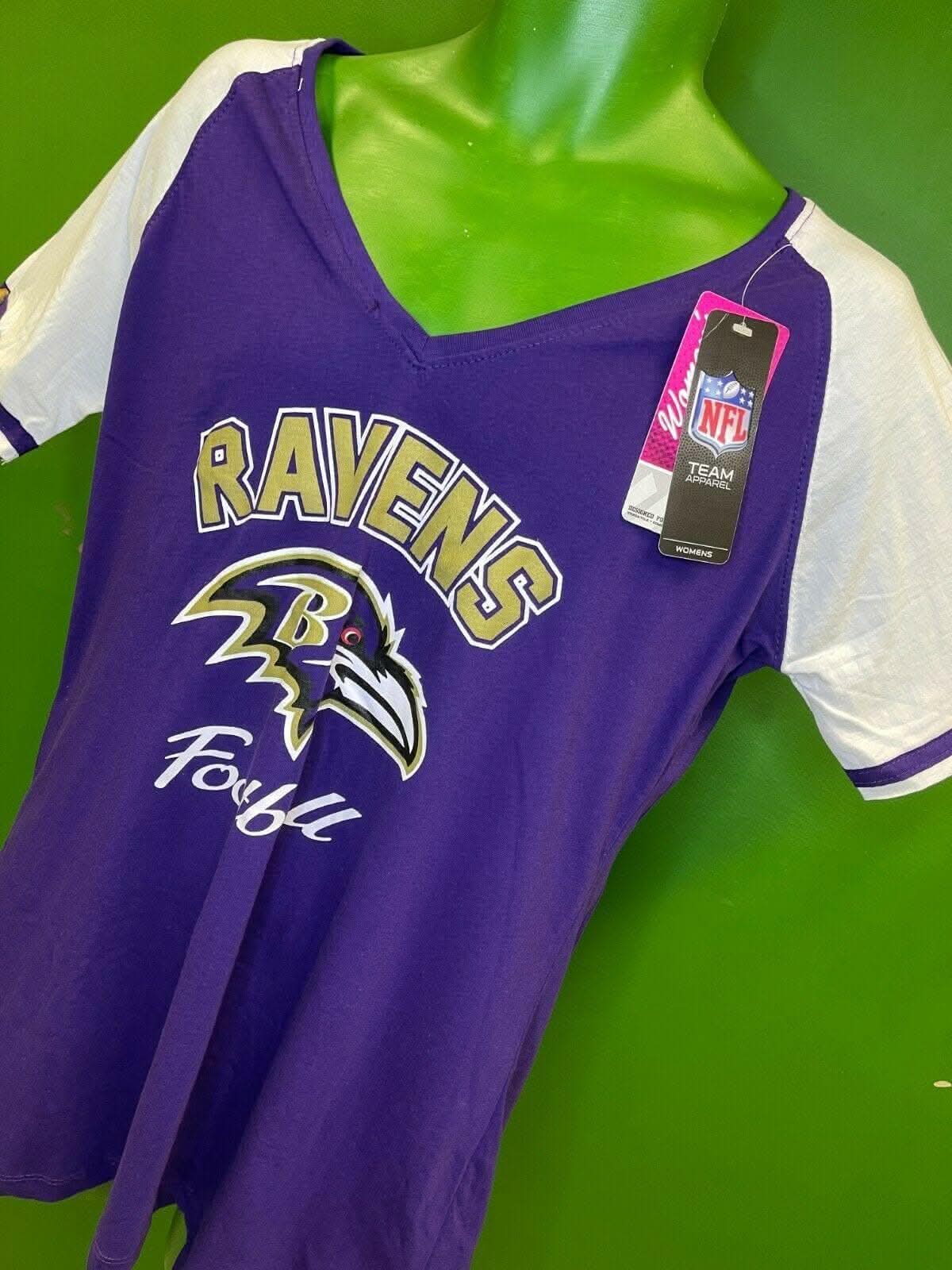 NFL Baltimore Ravens Majestic Women's Plus Size V-Neck T-Shirt L/XL NWT BARGAIN