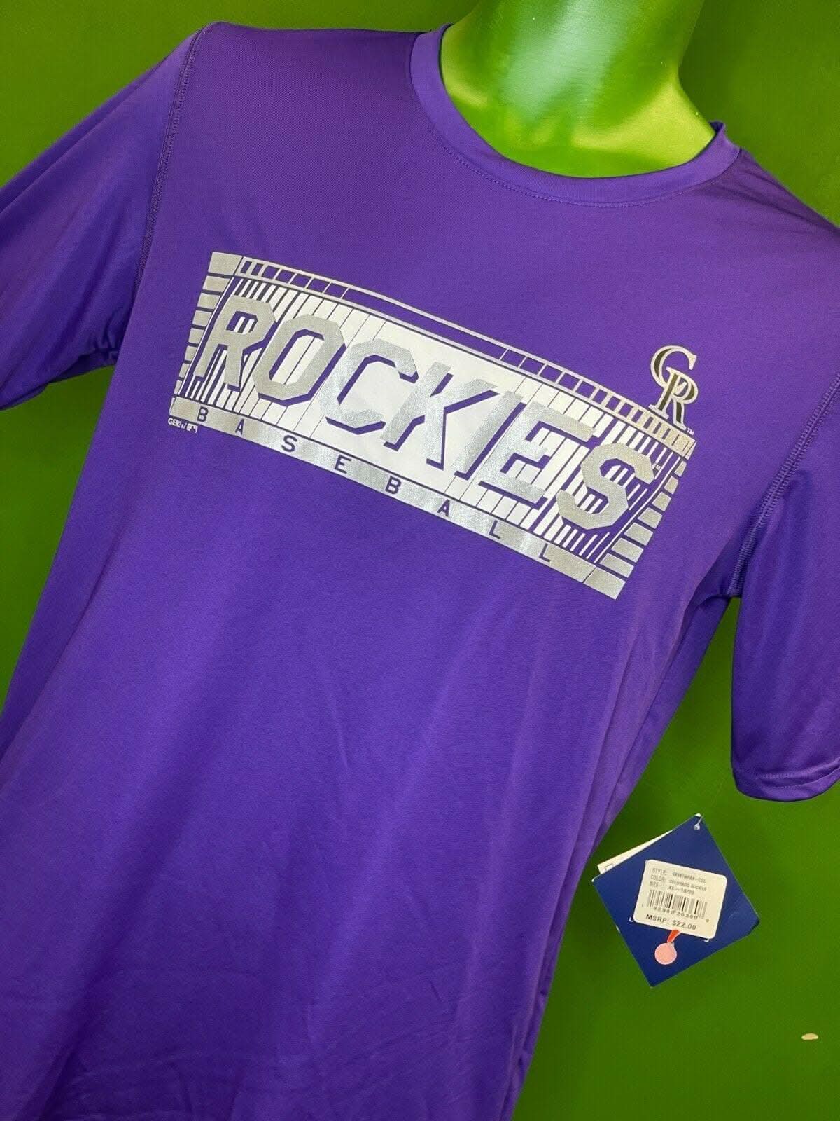 MLB Colorado Rockies Purple T-Shirt Metallic Youth X-Large 18-20 NWT