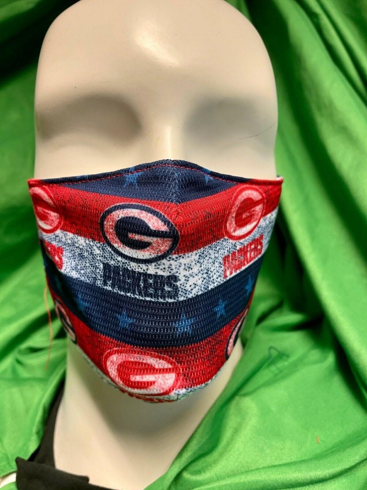 NFL Green Bay Packers Patriotic USA Face Cover Mask Twin Elastic Around Head NWT