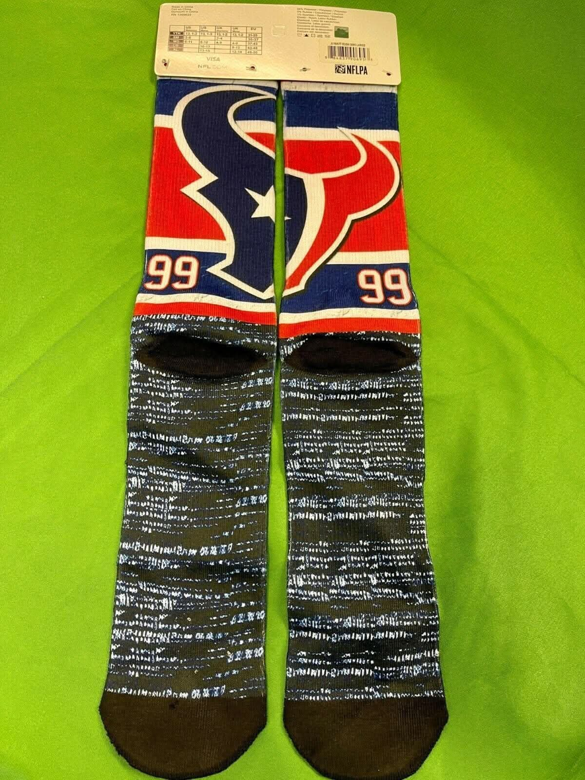 NFL Houston Texans J J Watt #99 Rush Socks NWT Men's UK 9-12