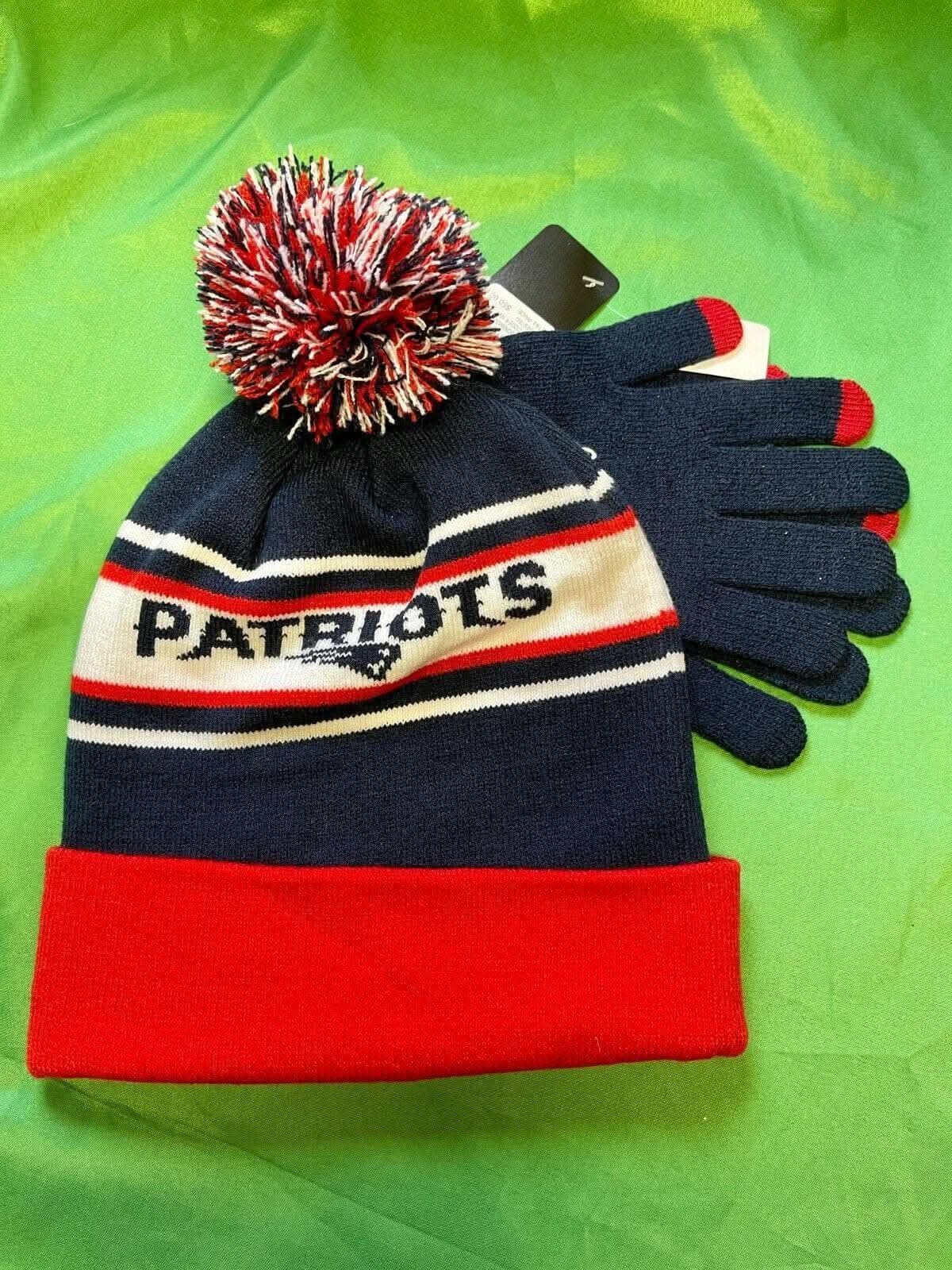 NFL New England Patriots Woolly Bobble Hat & Gloves Set NWT