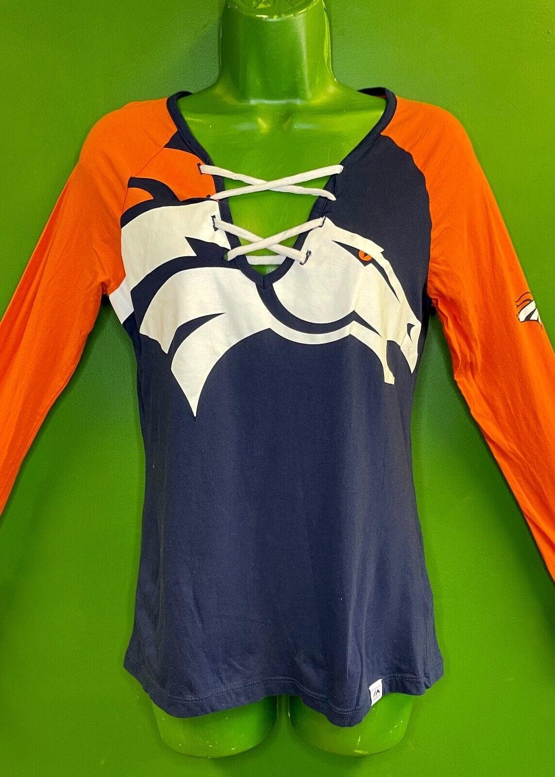 NFL Denver Broncos Majestic Lace-Up L-S T-Shirt Women's Small  32"