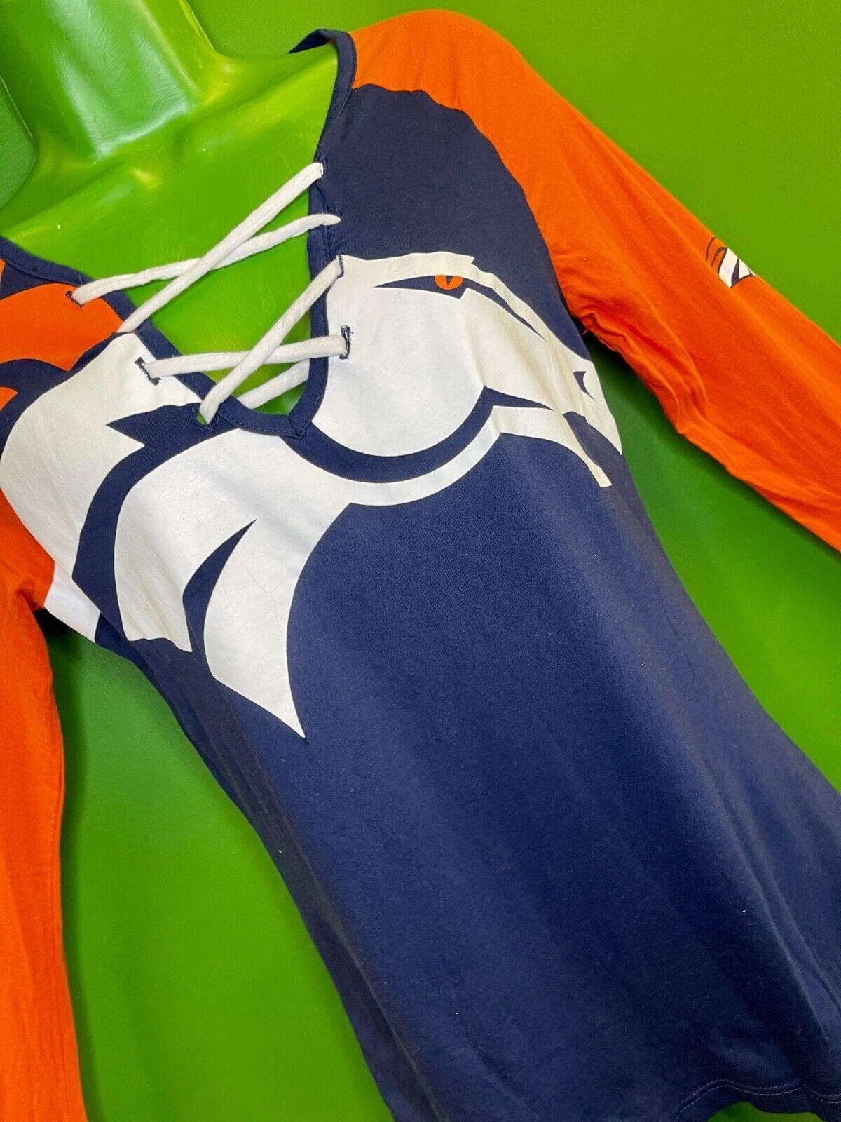NFL Denver Broncos Majestic Lace-Up L-S T-Shirt Women's Small  32"