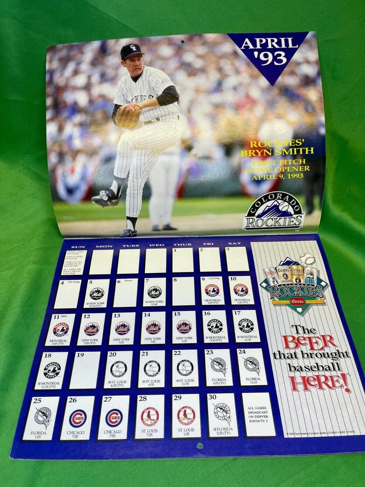 MLB Colorado Rockies Original Inaugural Year Calendar 1993-1994