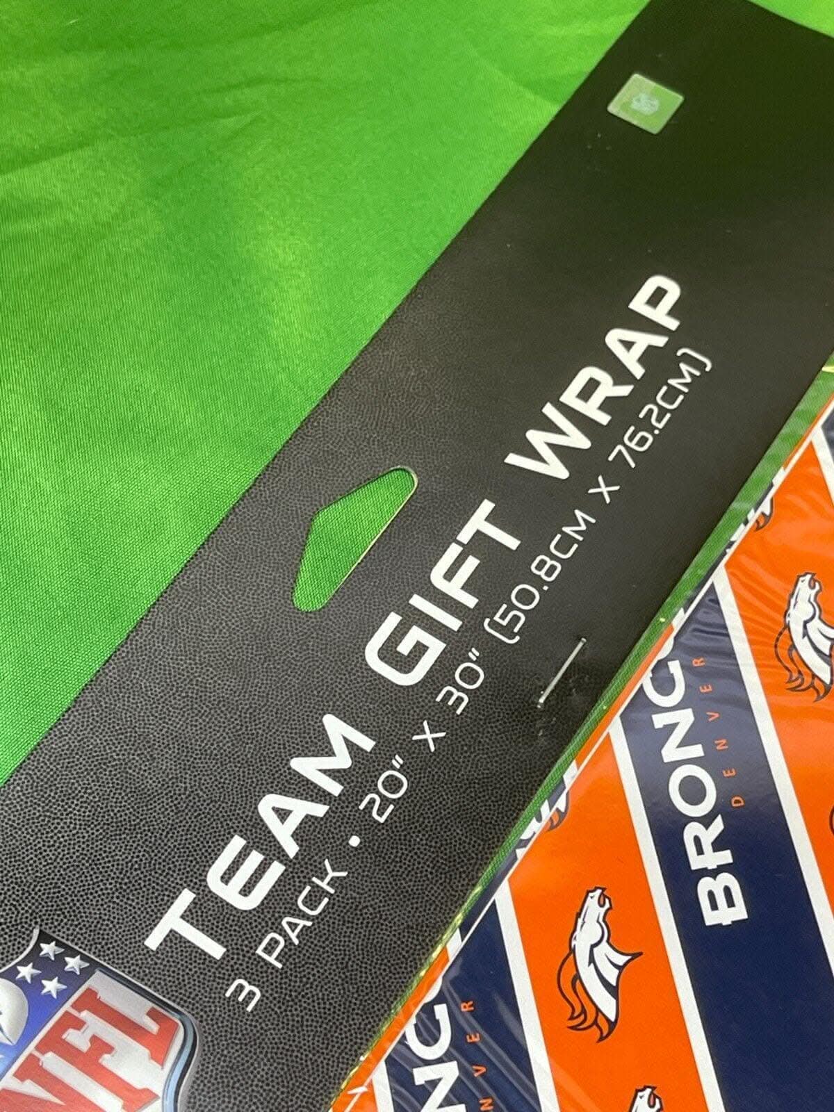NFL Denver Broncos Gift Wrapping Paper 3 sheets NWT