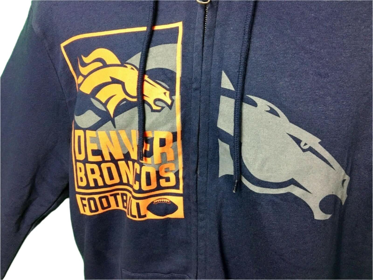 NFL Denver Broncos Navy Full Zip Hoodie Men's Medium NWT