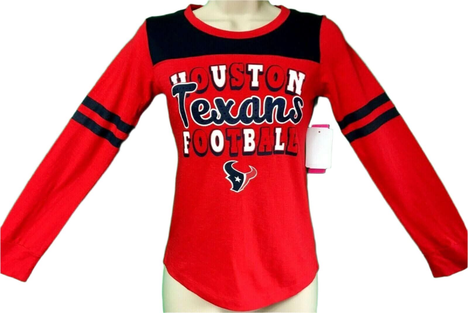 NFL Houston Texans Red L/S Girls' T-Shirt Youth Small 7-8 NWT