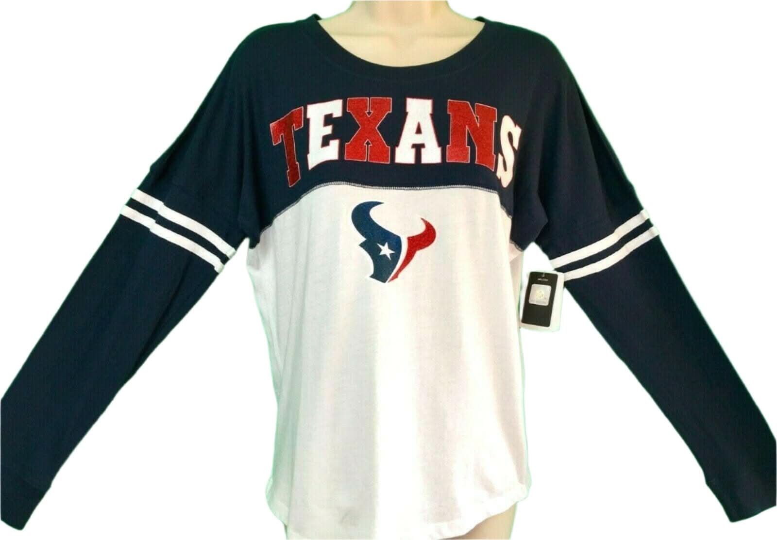 NFL Houston Texans L/S Glittery Girls' T-Shirt Youth Large 14-16 NWT