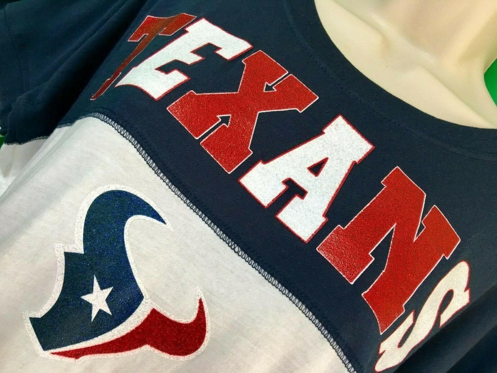 NFL Houston Texans L/S Glittery Girls' T-Shirt Youth Large 14-16 NWT