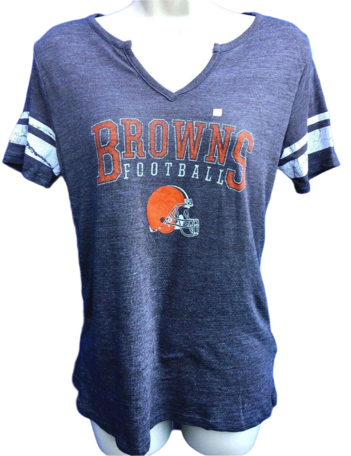 NFL Cleveland Browns Tri-Blend Notch V-Neck T-Shirt Women's Large NWT