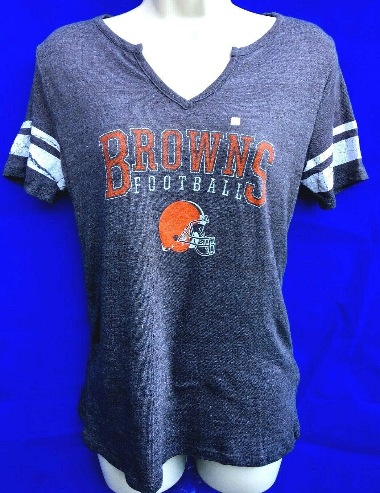 NFL Cleveland Browns Tri-Blend Notch V-Neck T-Shirt Women's Medium NWT