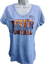 NFL Denver Broncos Grey V-Neck Metallic T-Shirt Women's Small NWT