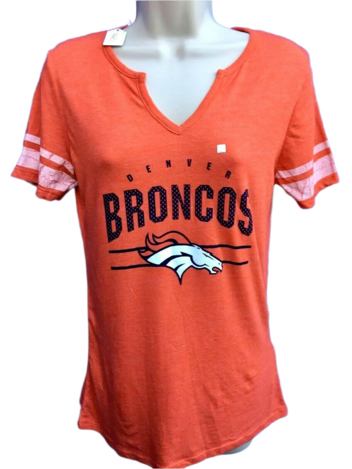 NFL Denver Broncos Orange Tri-Blend Notch V-Neck T-Shirt Women's Medium NWT