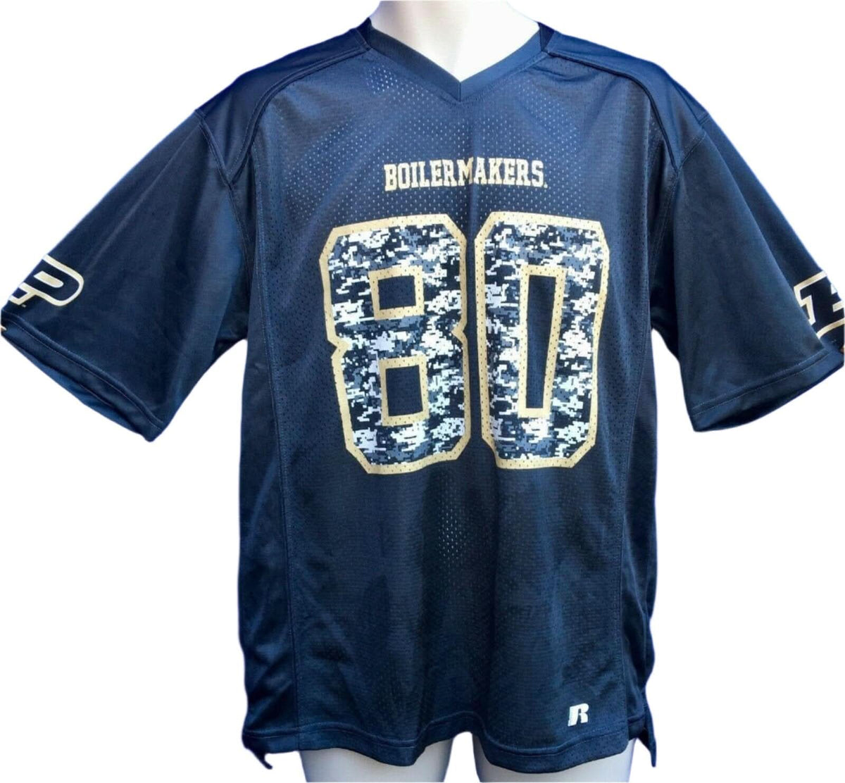 NCAA Purdue Boilermakers Russell #80 Grey Camo Jersey Men's Medium NWT