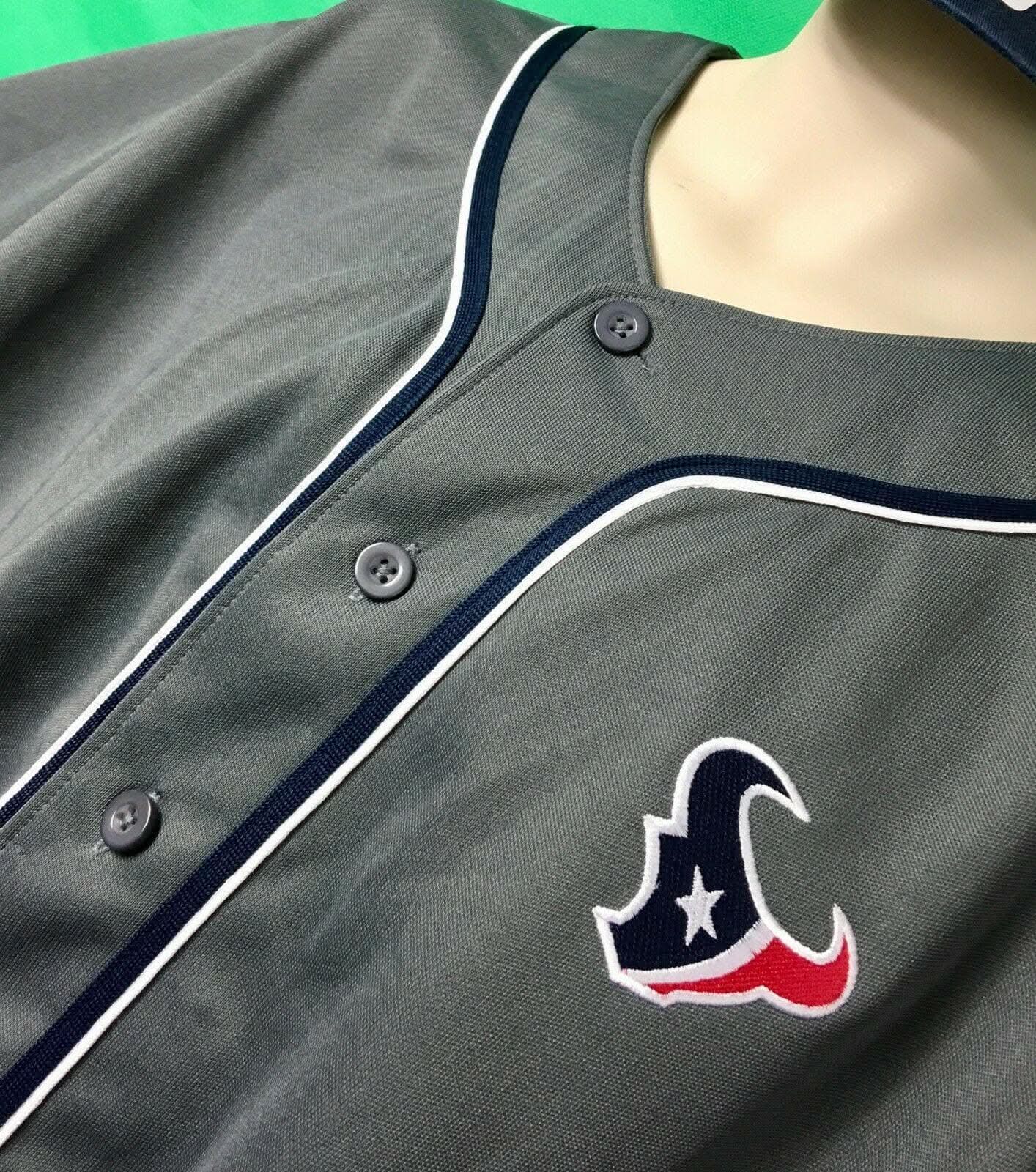 NFL Houston Texans Grey Baseball-Style Button Jersey Men's 2XL NWT