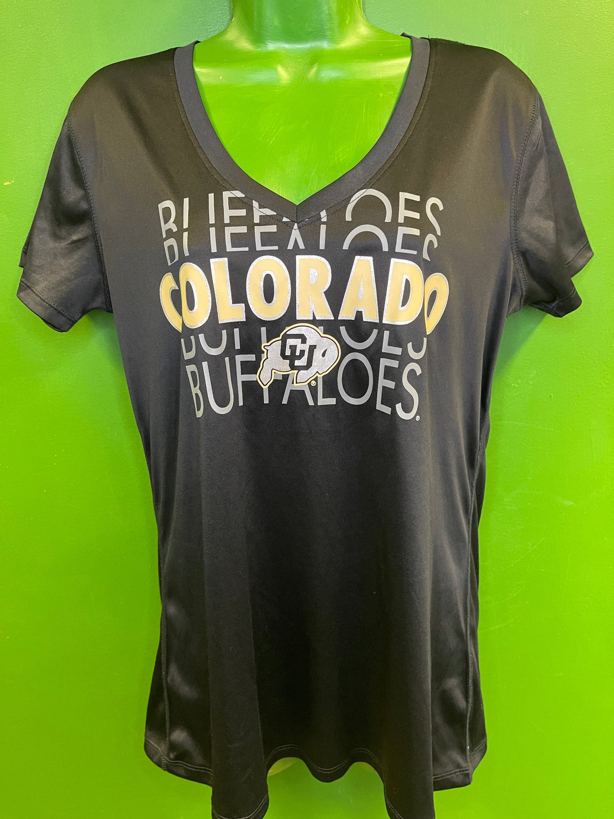 NCAA Colorado Buffaloes Shiny V-Neck T-Shirt Women's Large