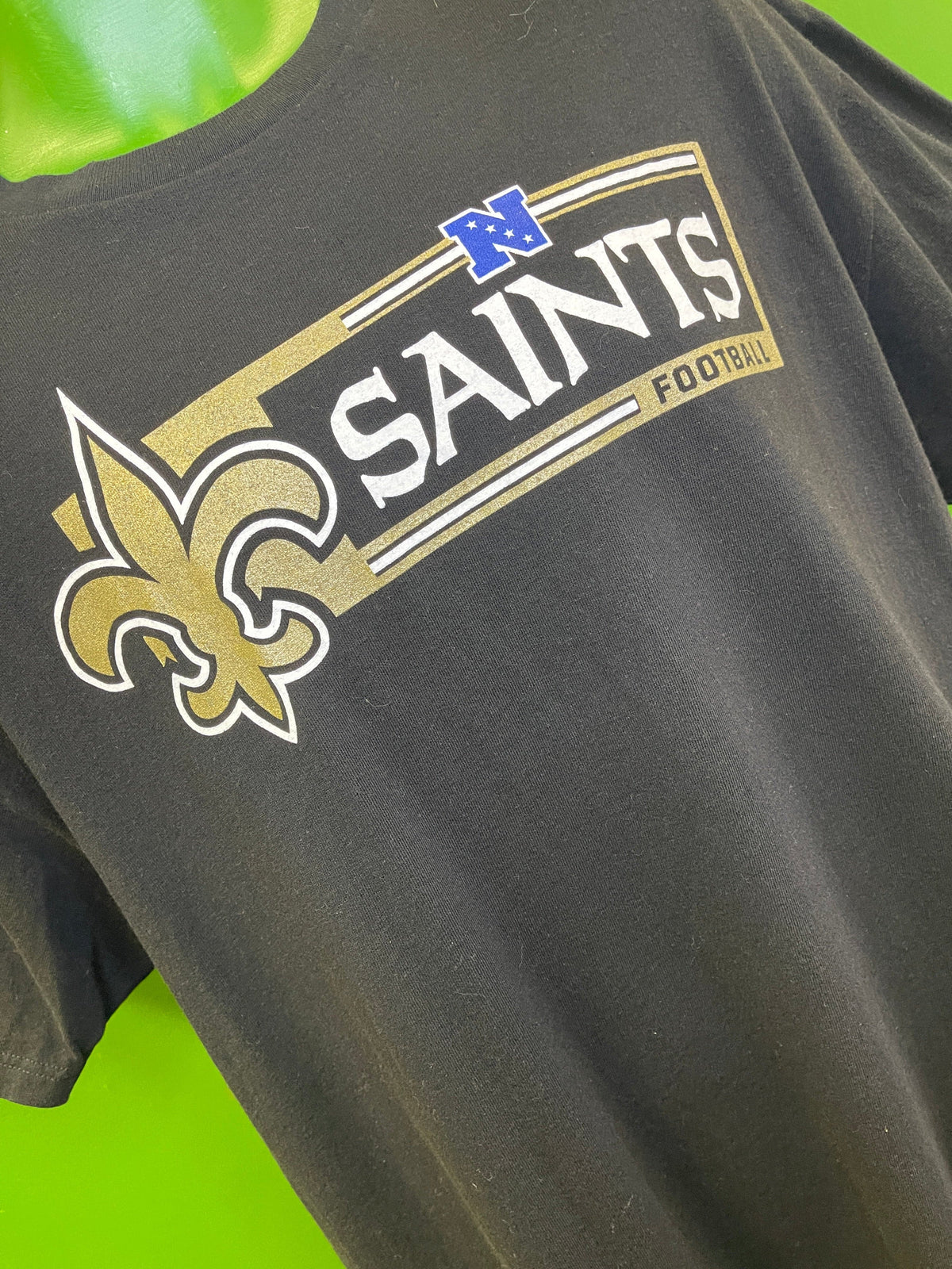 NFL New Orleans Saints Black 100% Cotton T-Shirt Men's X-Large