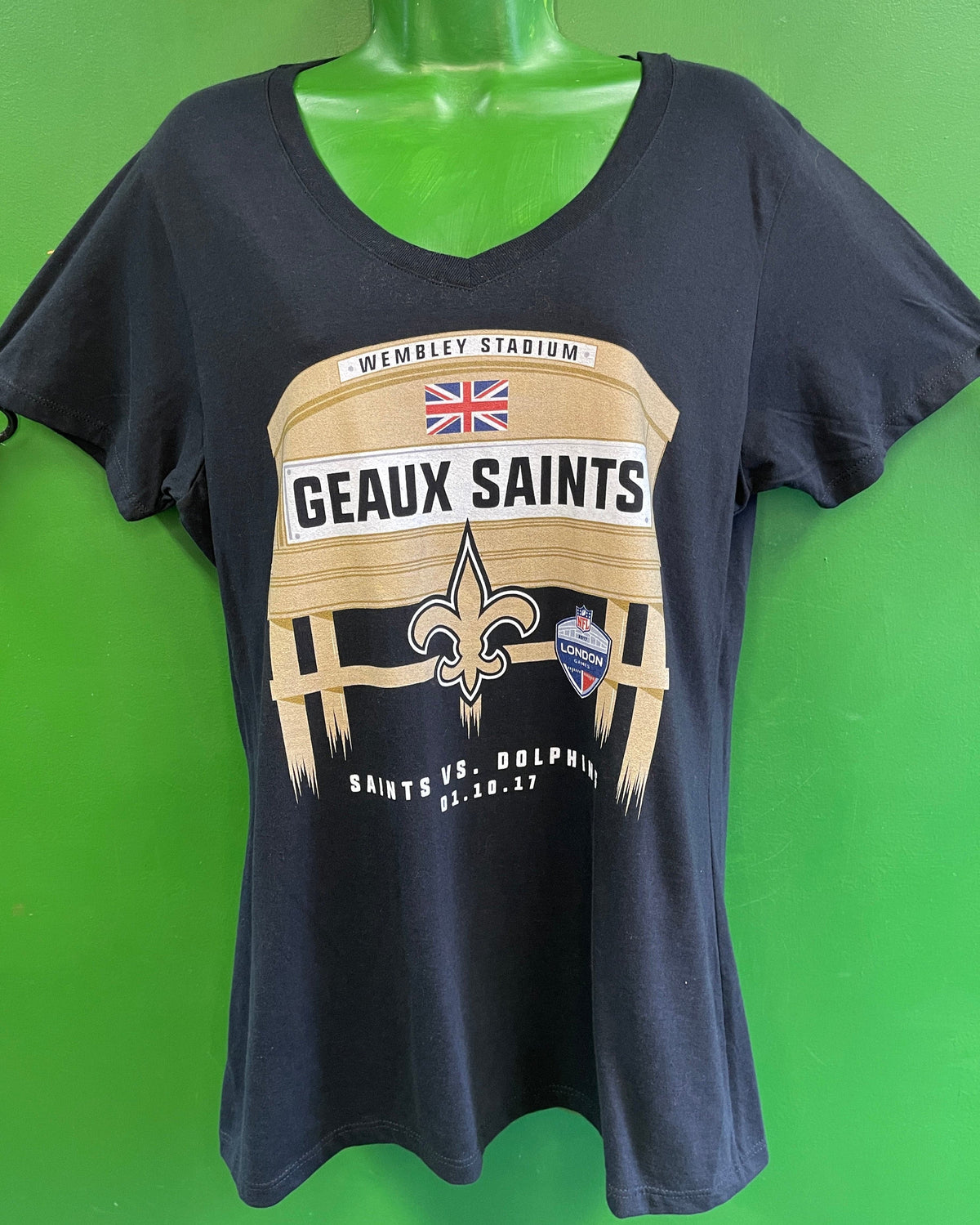NFL New Orleans Saints Fanatics London Games 2017 T-Shirt Women's Large NWT