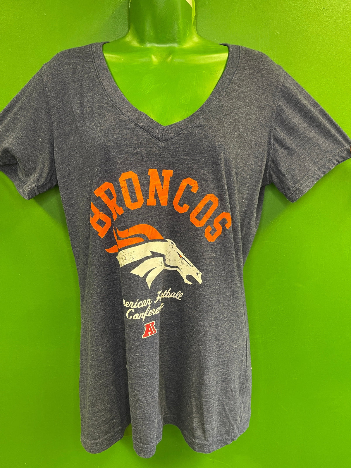 NFL Denver Broncos Heathered V-Neck T-Shirt Women's Large