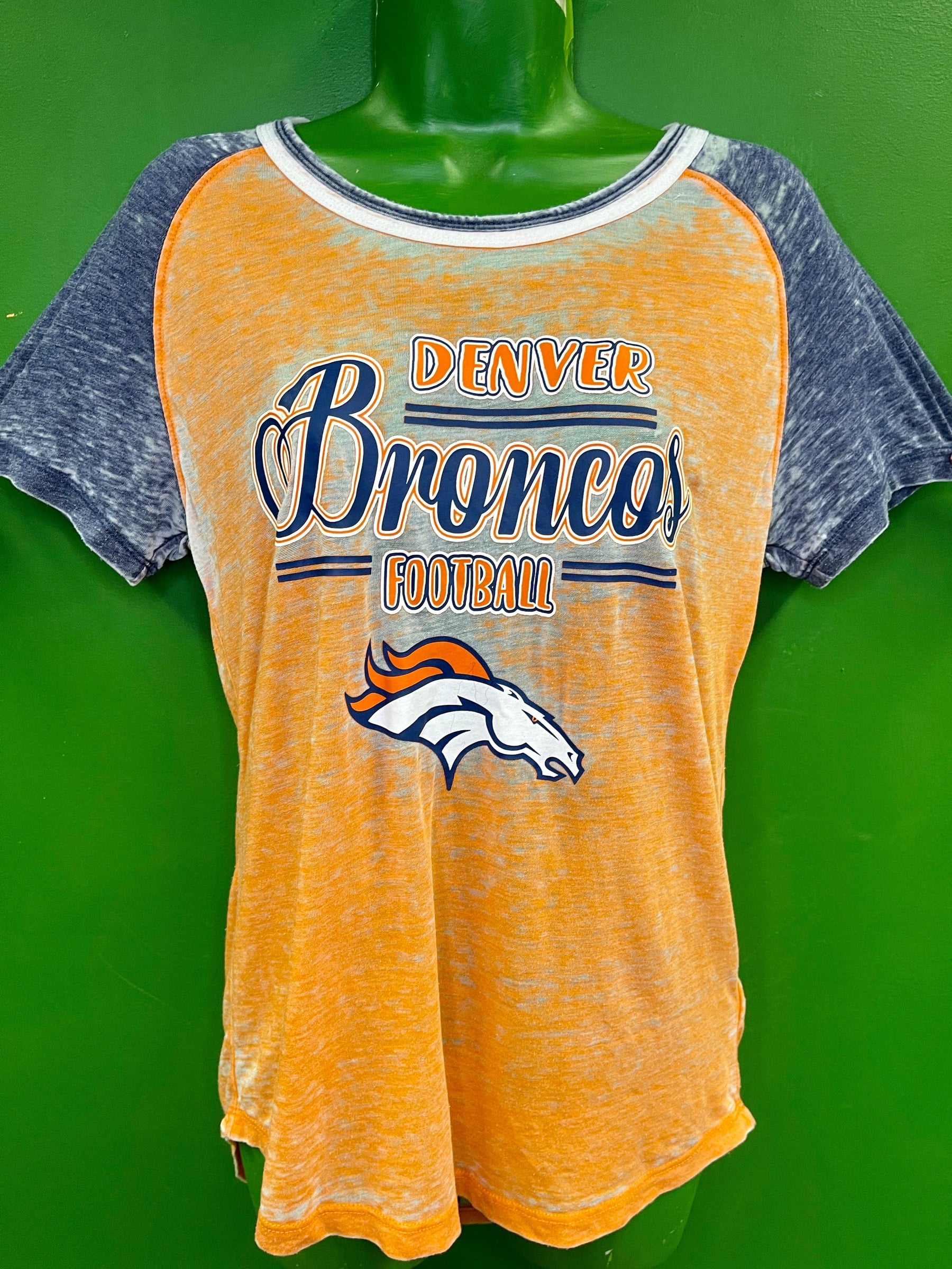 NFL Denver Broncos Distressed Orange T-Shirt Women's Medium