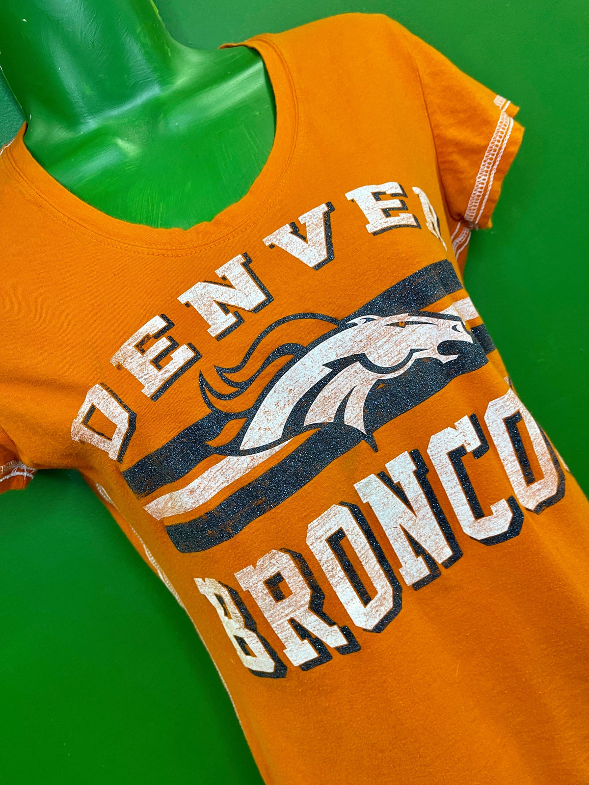 NFL Denver Broncos Orange Sparkle T-Shirt Women's Small