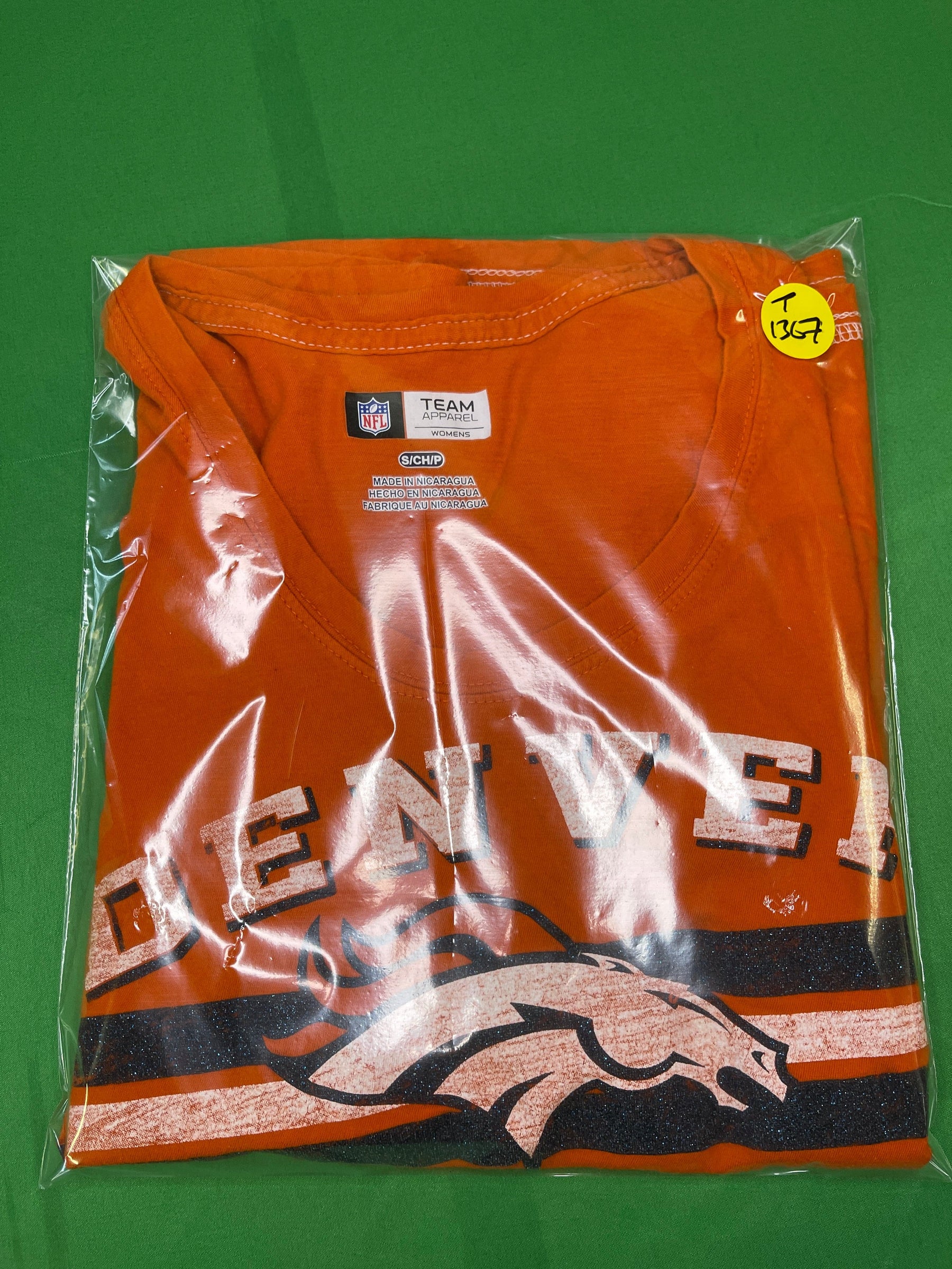 NFL Denver Broncos Orange Sparkle T-Shirt Women's Small