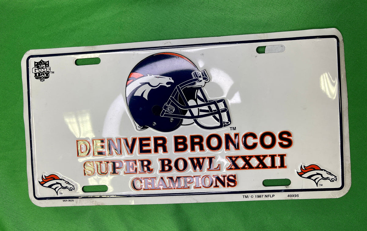 NFL Denver Broncos Decorative Metal License Number Plate Super Bowl XXXII Champions